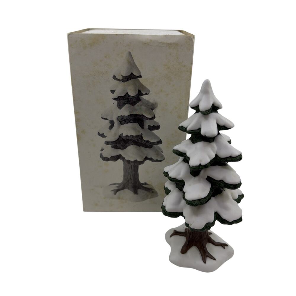 Dept 56 Heritage Village Porcelain Pine Tree Small 7" Christmas Village w/ Box